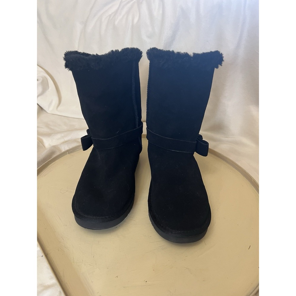Koolaburra By Ugg 1128258 Black Suede Pull-On Mid-Calf Snow Boots Womens 8